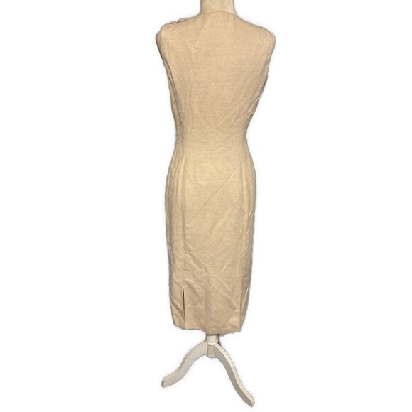 Prada Authentic Solid Light Beige Linen Cotton Tank Midi Dress IT 44 Medium US 8 - Picture 2 of 9